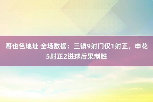 哥也色地址 全场数据：三镇9射门仅1射正，申花5射正2进球后果制胜