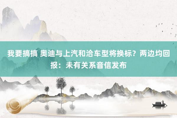 我要搞搞 奥迪与上汽和洽车型将换标？两边均回报：未有关系音信发布