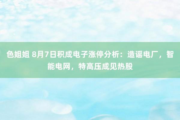 色姐姐 8月7日积成电子涨停分析：造谣电厂，智能电网，特高压成见热股