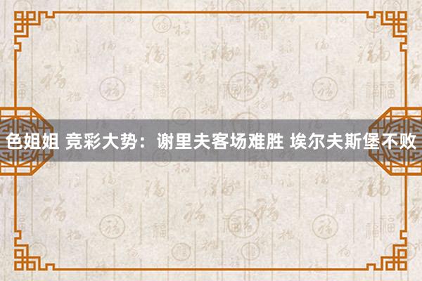 色姐姐 竞彩大势：谢里夫客场难胜 埃尔夫斯堡不败