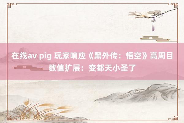 在线av pig 玩家响应《黑外传：悟空》高周目数值扩展：变都天小圣了