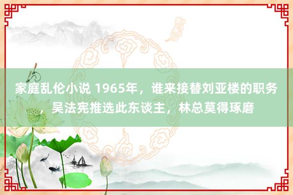 家庭乱伦小说 1965年，谁来接替刘亚楼的职务，吴法宪推选此东谈主，林总莫得琢磨