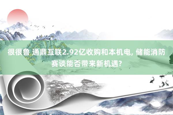 很很鲁 通鼎互联2.92亿收购和本机电， 储能消防赛谈能否带来新机遇?