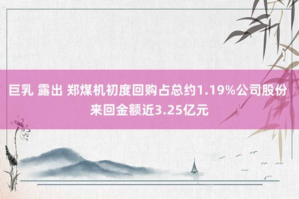 巨乳 露出 郑煤机初度回购占总约1.19%公司股份 来回金额近3.25亿元